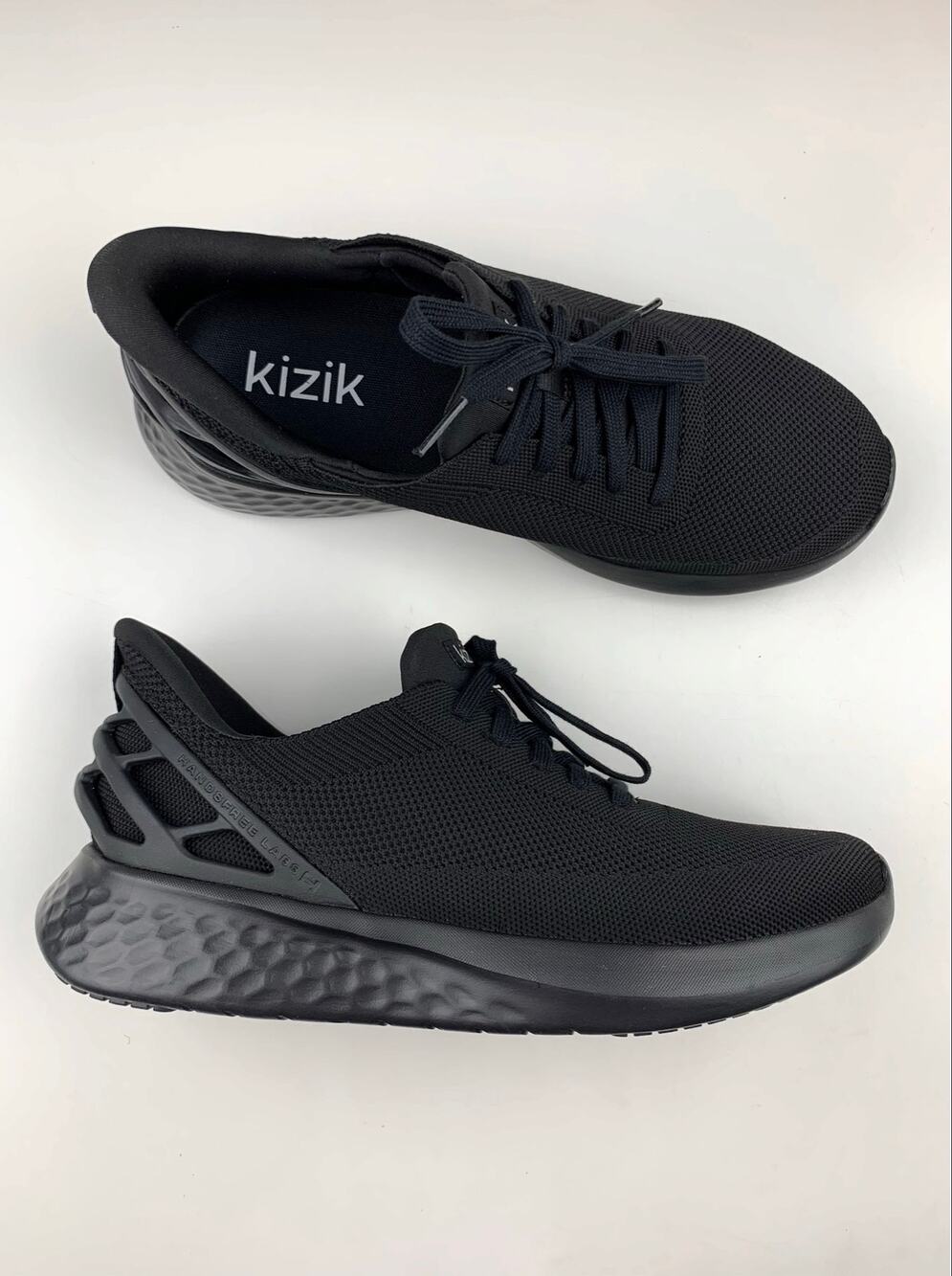 Kizik Athens Hands Free Sneakers Black Slip On Comfort Men's 9.5 Women's 11 Wide